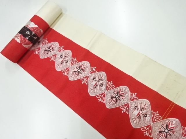 JAPANESE KIMONO / ANTIQUE BOLT FOR HASSUN OBI / SILK / WOVEN FLOWER